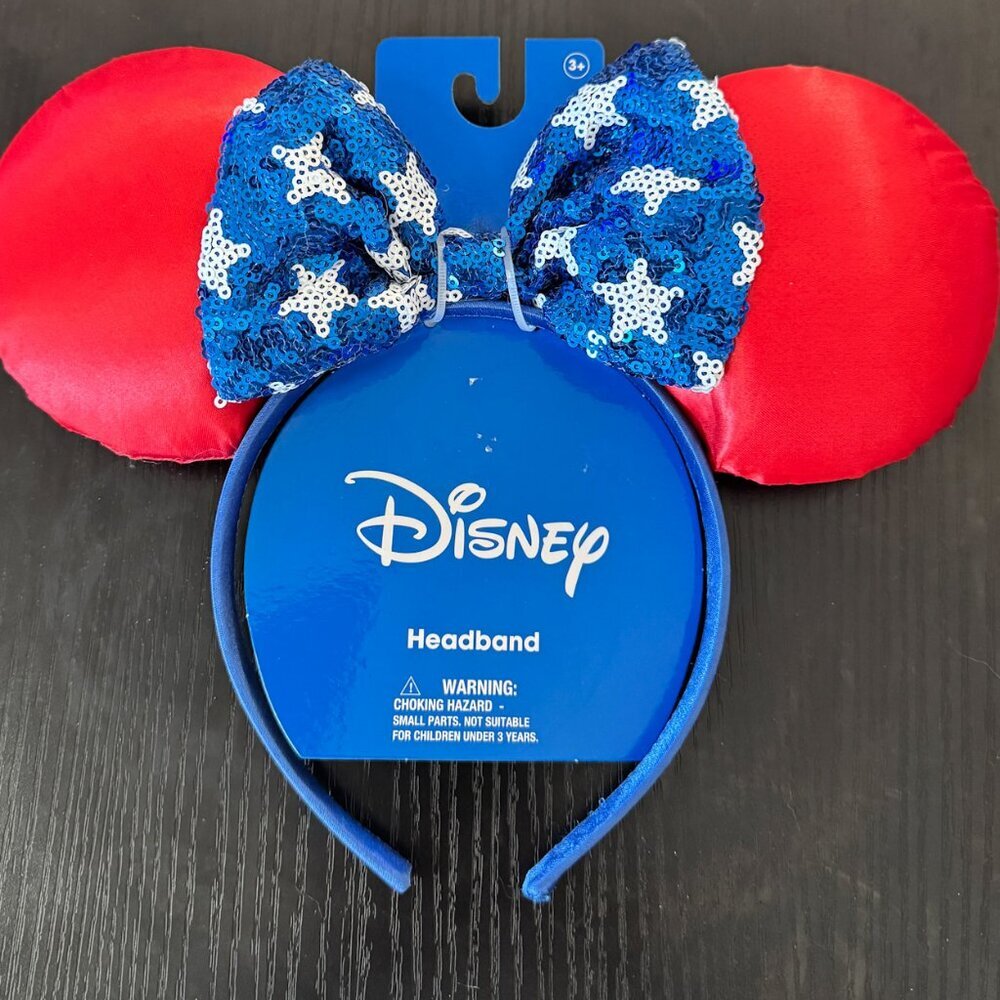 Disney Parks Red, White, Blue Stars Minnie Mouse Ears Headband NWT​